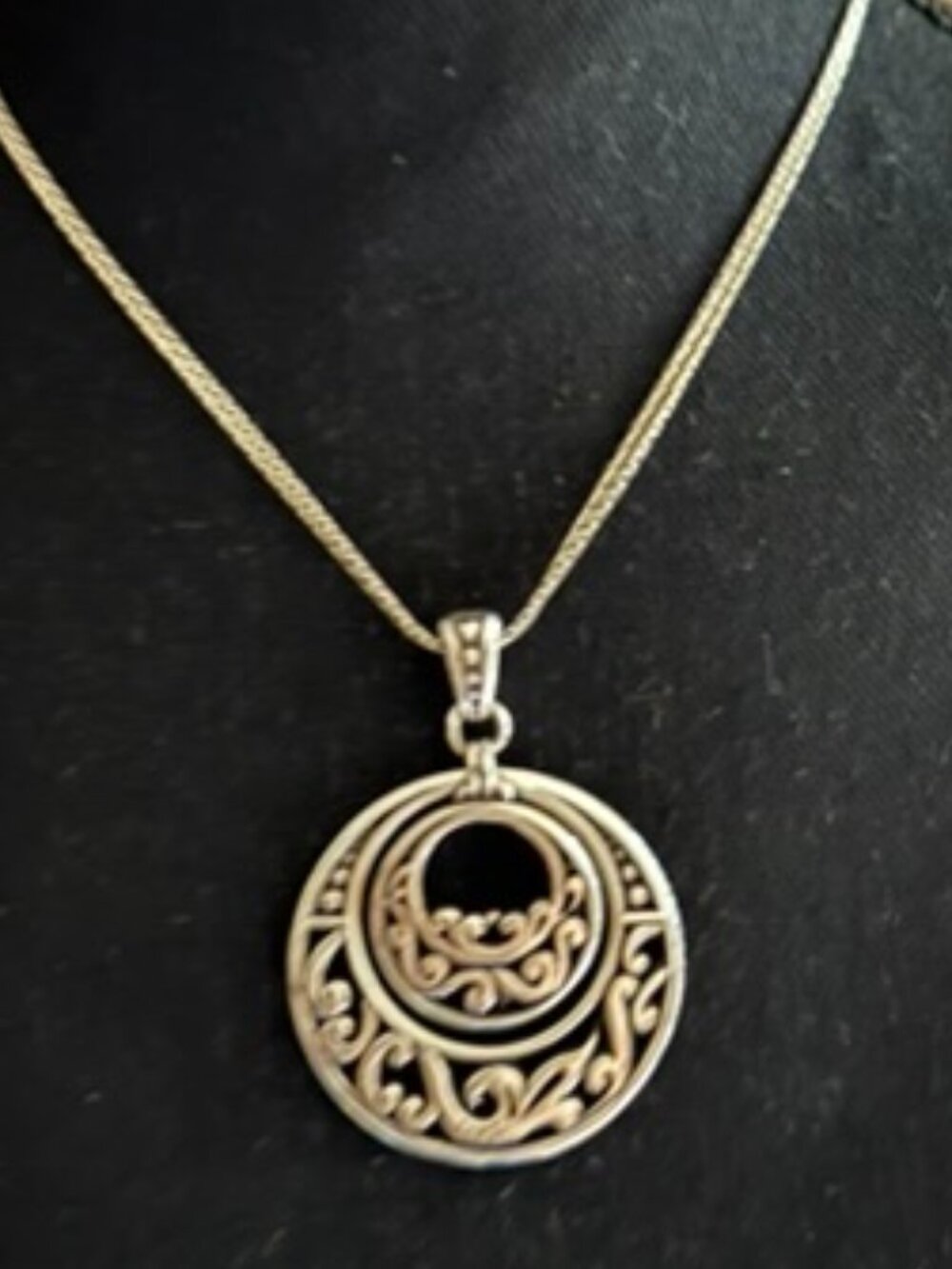 Brighton Round Medallion Concentric Double Circle Pendant Necklace